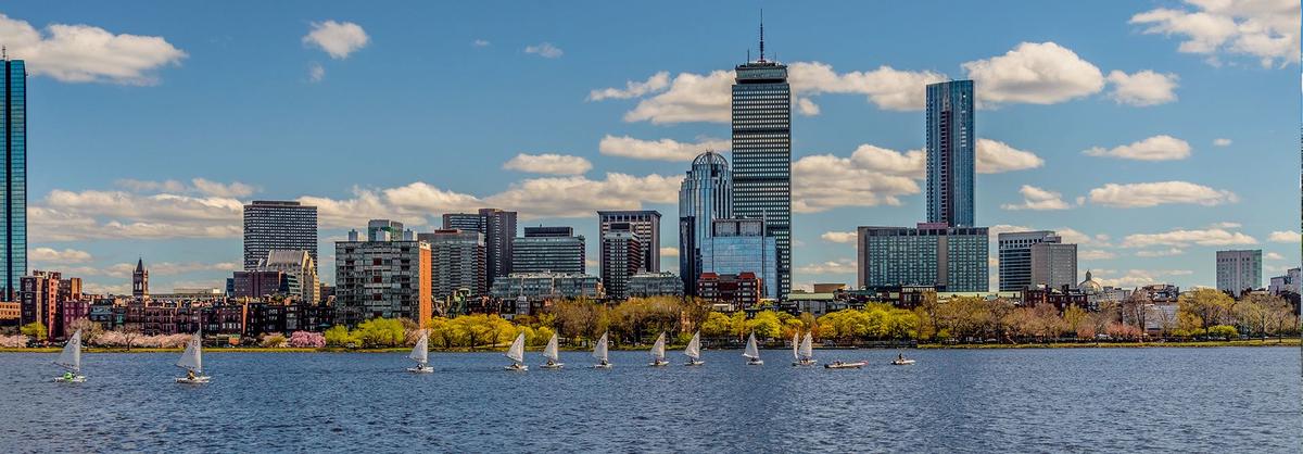 View of the Boston skyline above the river