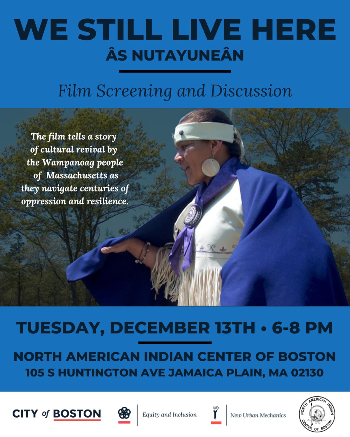 Graphic with text: We Still Live Here | Film Screening and Discussion