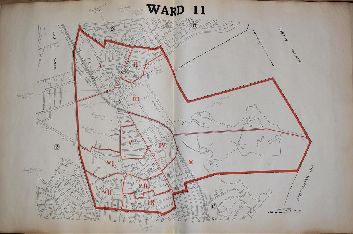 Ward 11 map, 1921 Ward and Precinct Maps, Boston City Archives