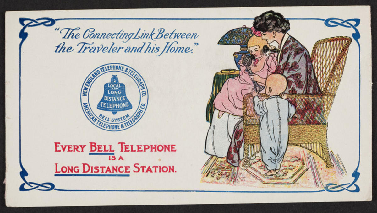 Trade card for the New England Telephone & Telegraph Co., American Telephone & Telegraph Co.,