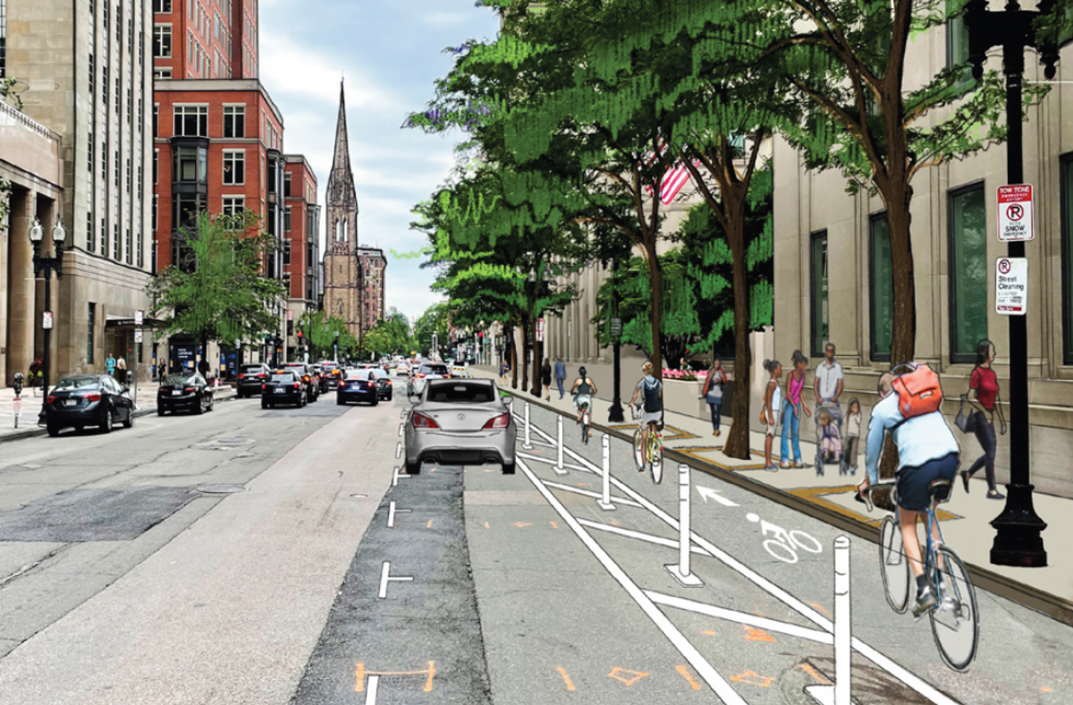 Illustration of future bike lane on Berkeley Street