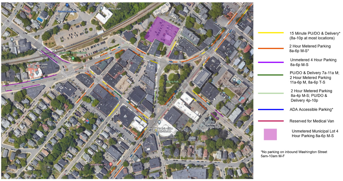Roslindale Square Parking and Curb Use Plan Map Updated 5.3.23