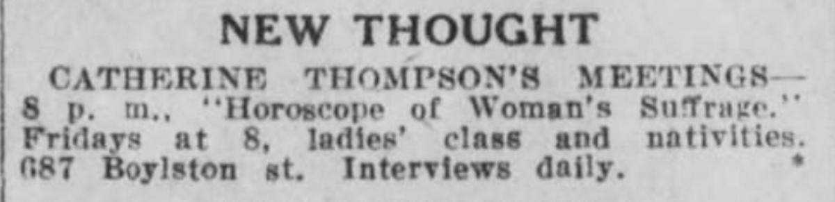 Catherine H. Thompson meeting announcement, Boston Post, 1920