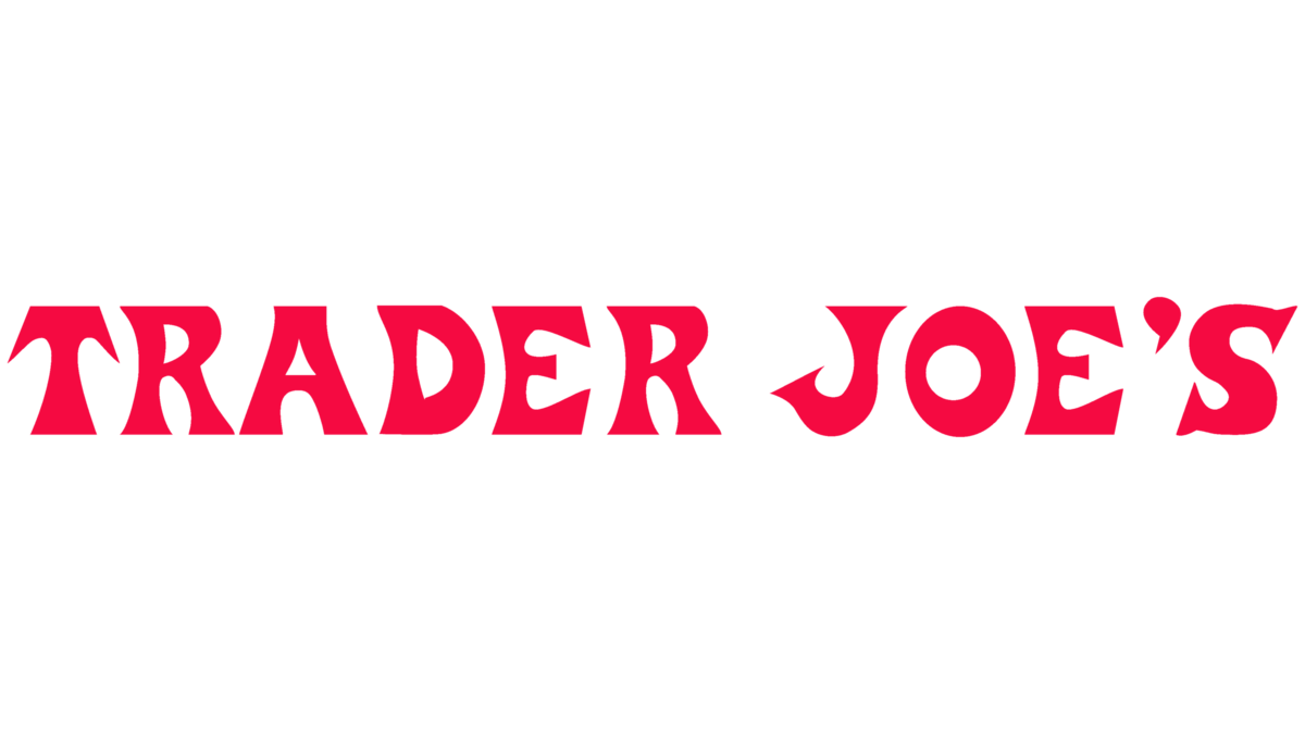 A stylized font is used in the logo for Trader Joe's