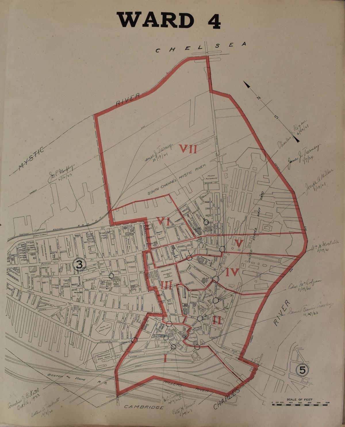 Ward 14map, 1921 Ward and Precinct Maps, Boston City Archives