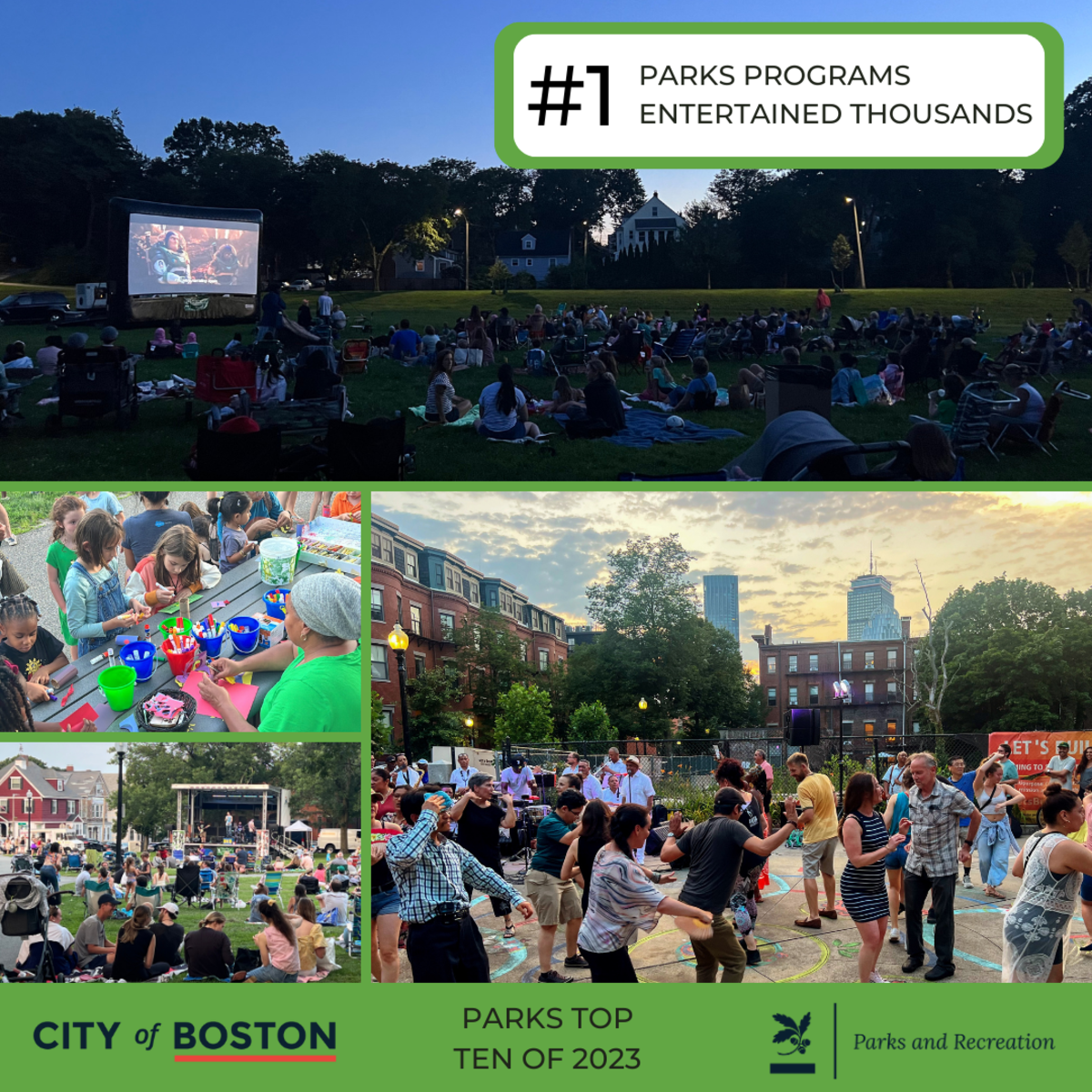 1. PARKS PROGRAMS AND EVENTS ENTERTAINED THOUSANDS - Concerts and movie nights. Arts and crafts and festivals.
