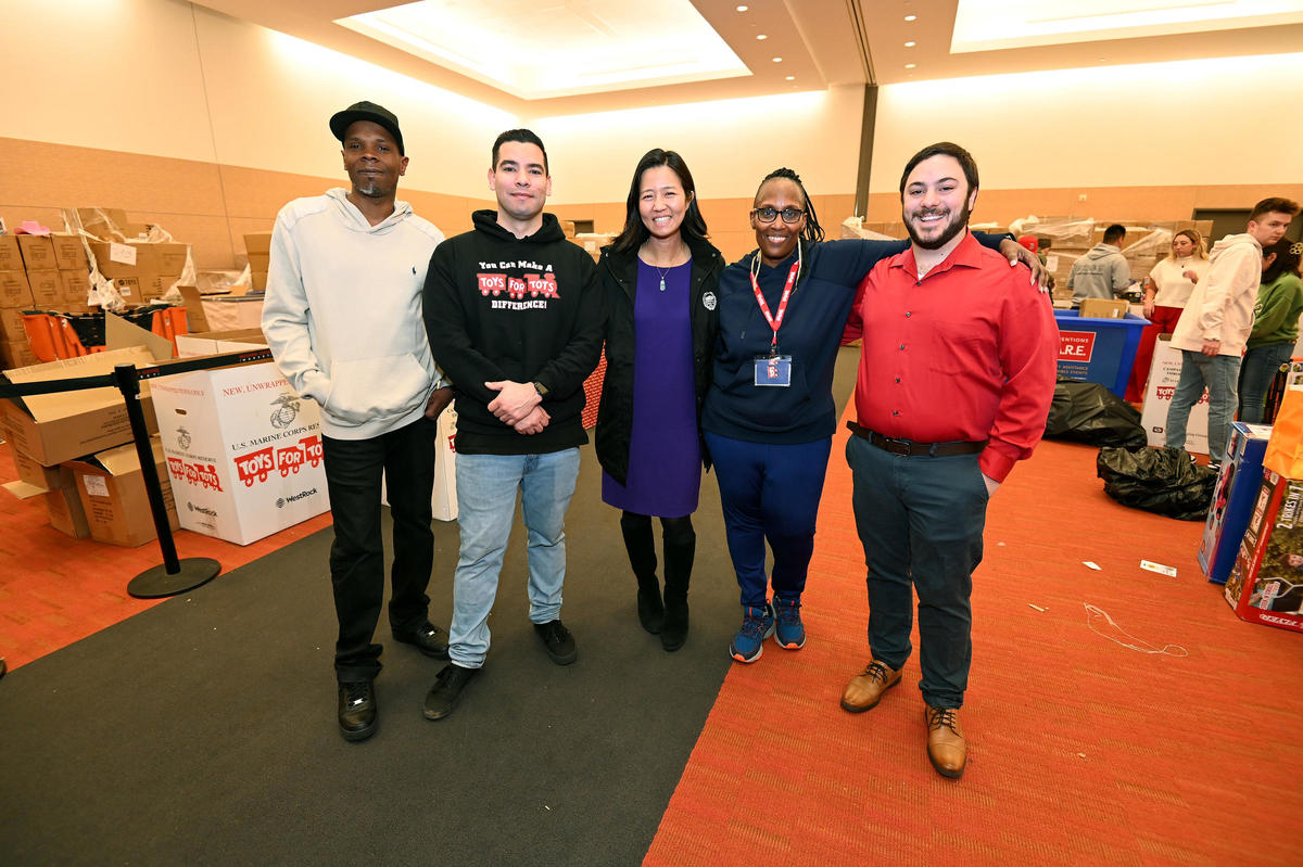 Mayor Wu and Team at Toys for Tots Warehouse at the Boston Convention Center 