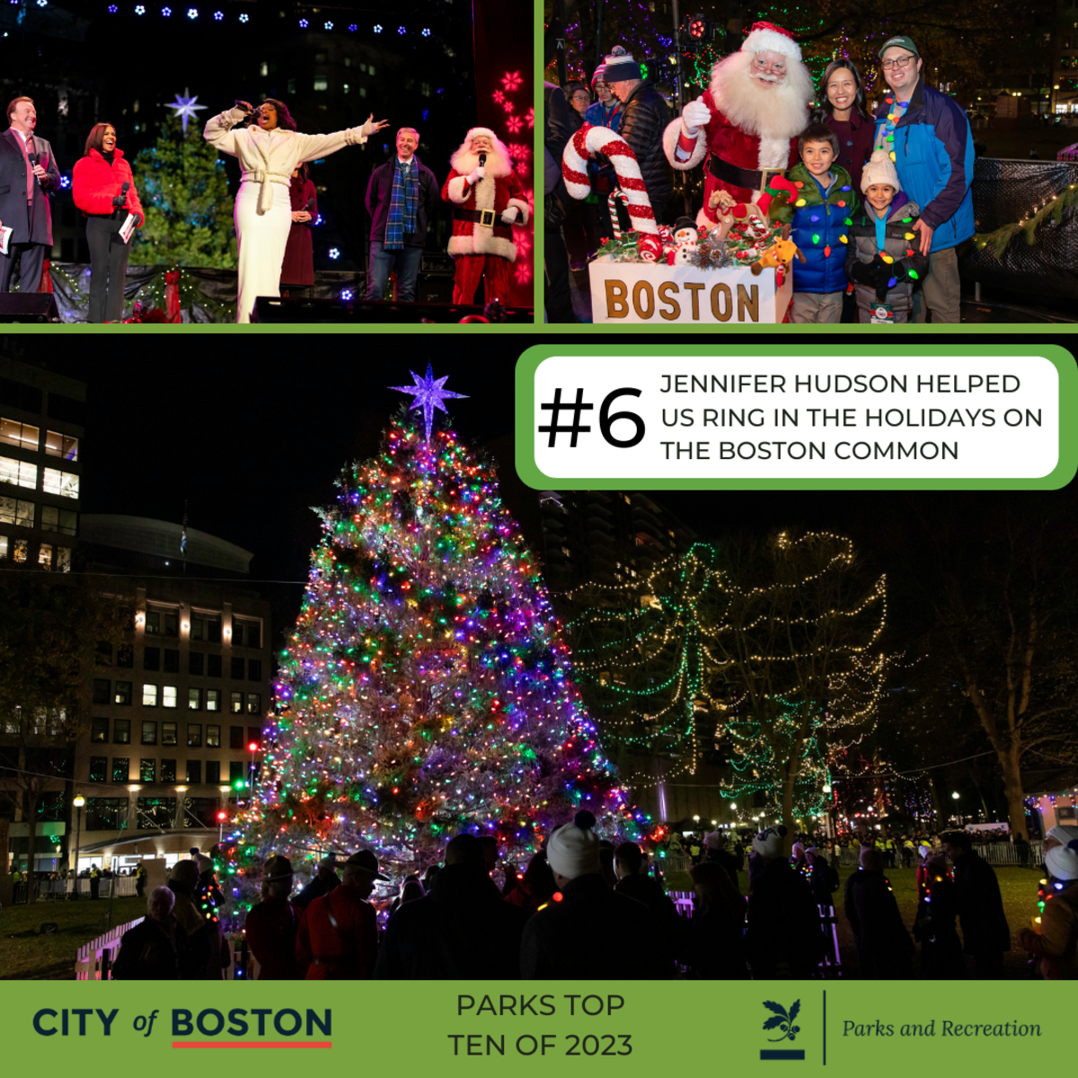 6. JENNIFER HUDSON HELPED US RING IN THE HOLIDAYS ON THE BOSTON COMMON. Holiday scenes from the BC Tree Lighting
