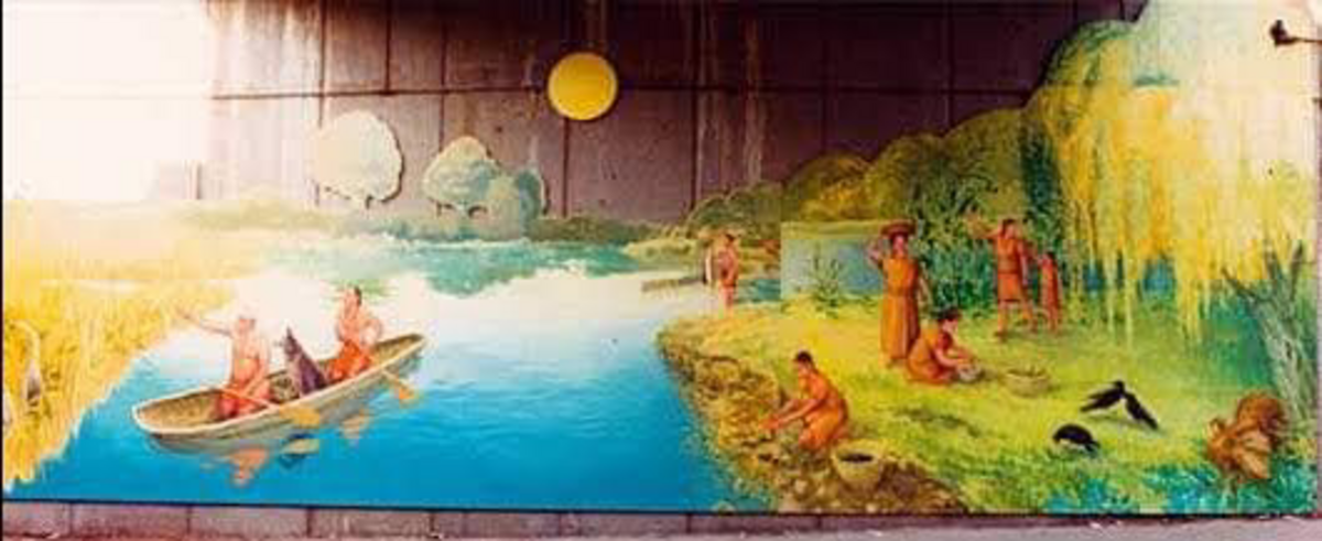 a painting of the Massachusett people