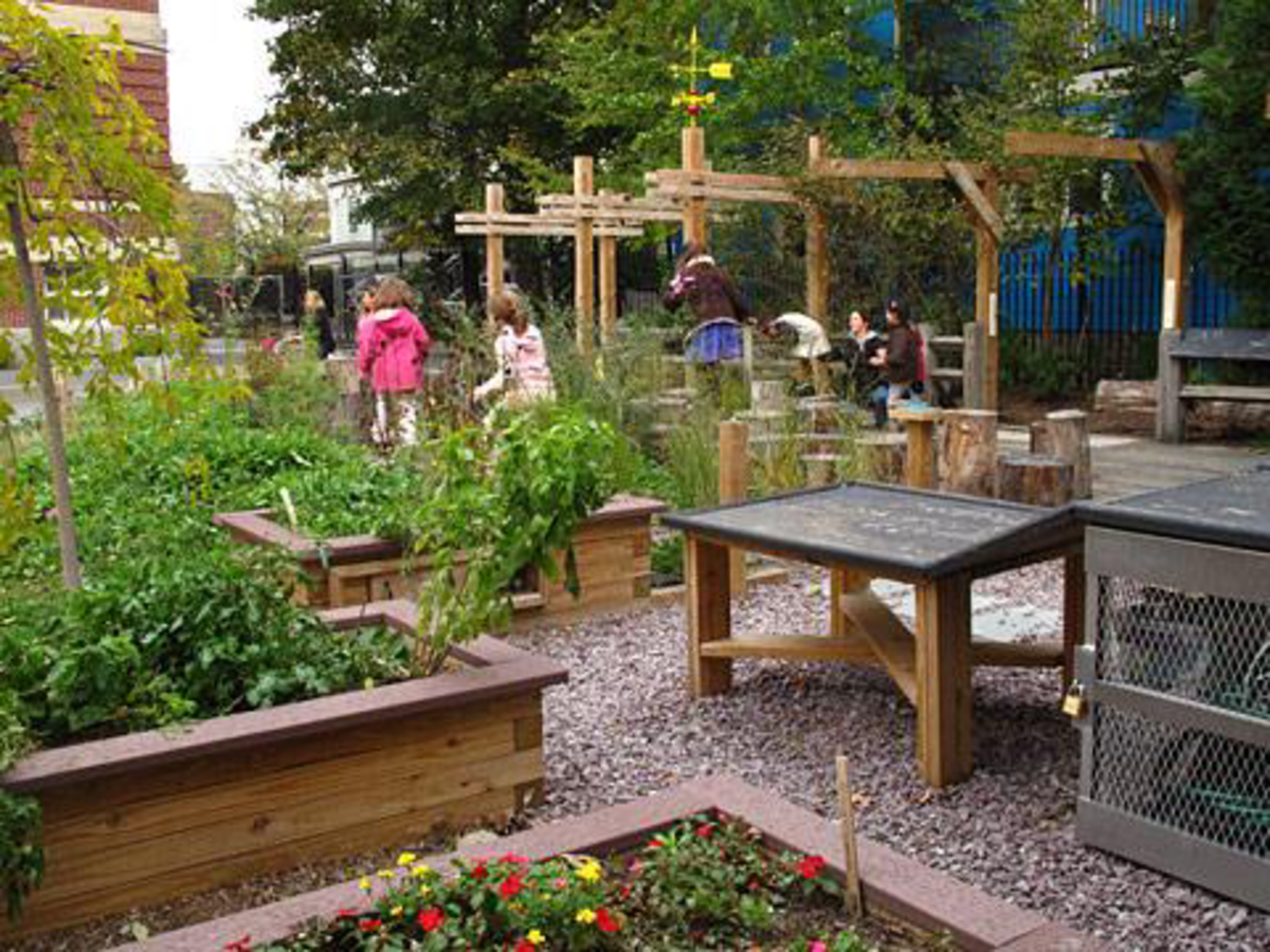 an image of children in a garden at the winship school