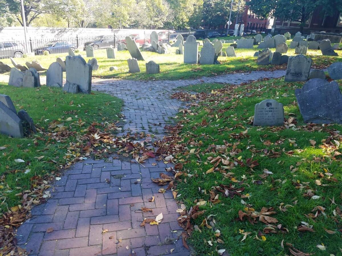 A view of Copp’s Hill Burying Ground before the project.