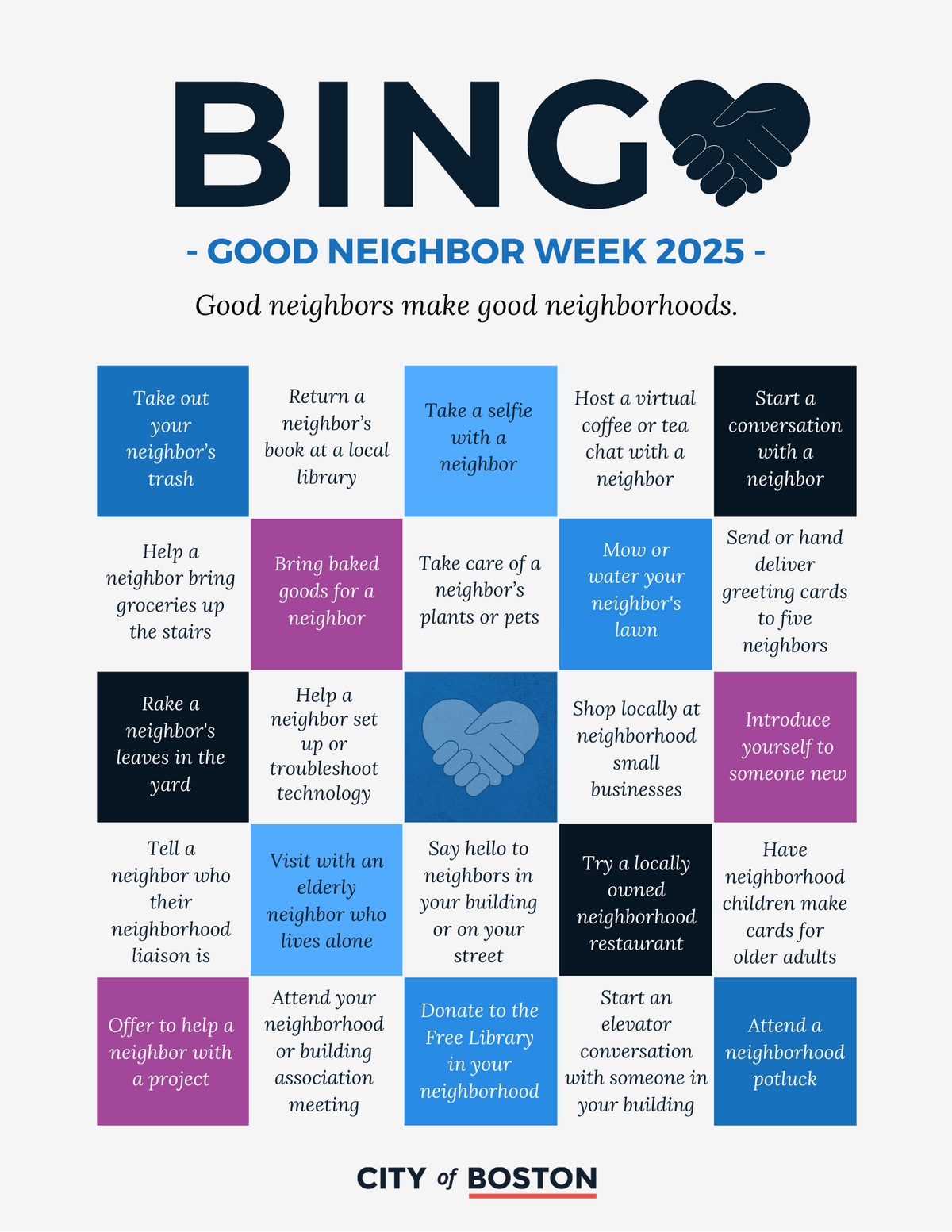 Good Neighbor Day Bingo Card 2025