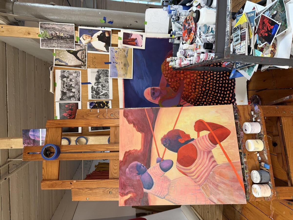 Process sketches and reference photos for Time Stretches Slow by Genevieve Cohn