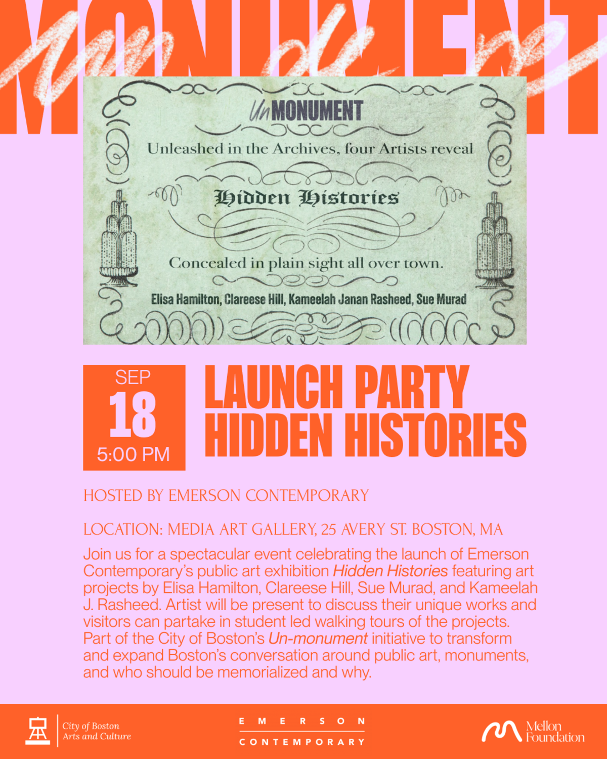Un-monument Public Launch Hidden Histories Flyer