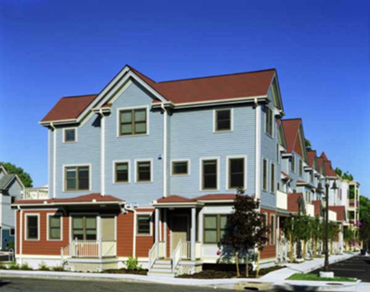 A photo of the Brian J. Honan Apartments on a sunny day.