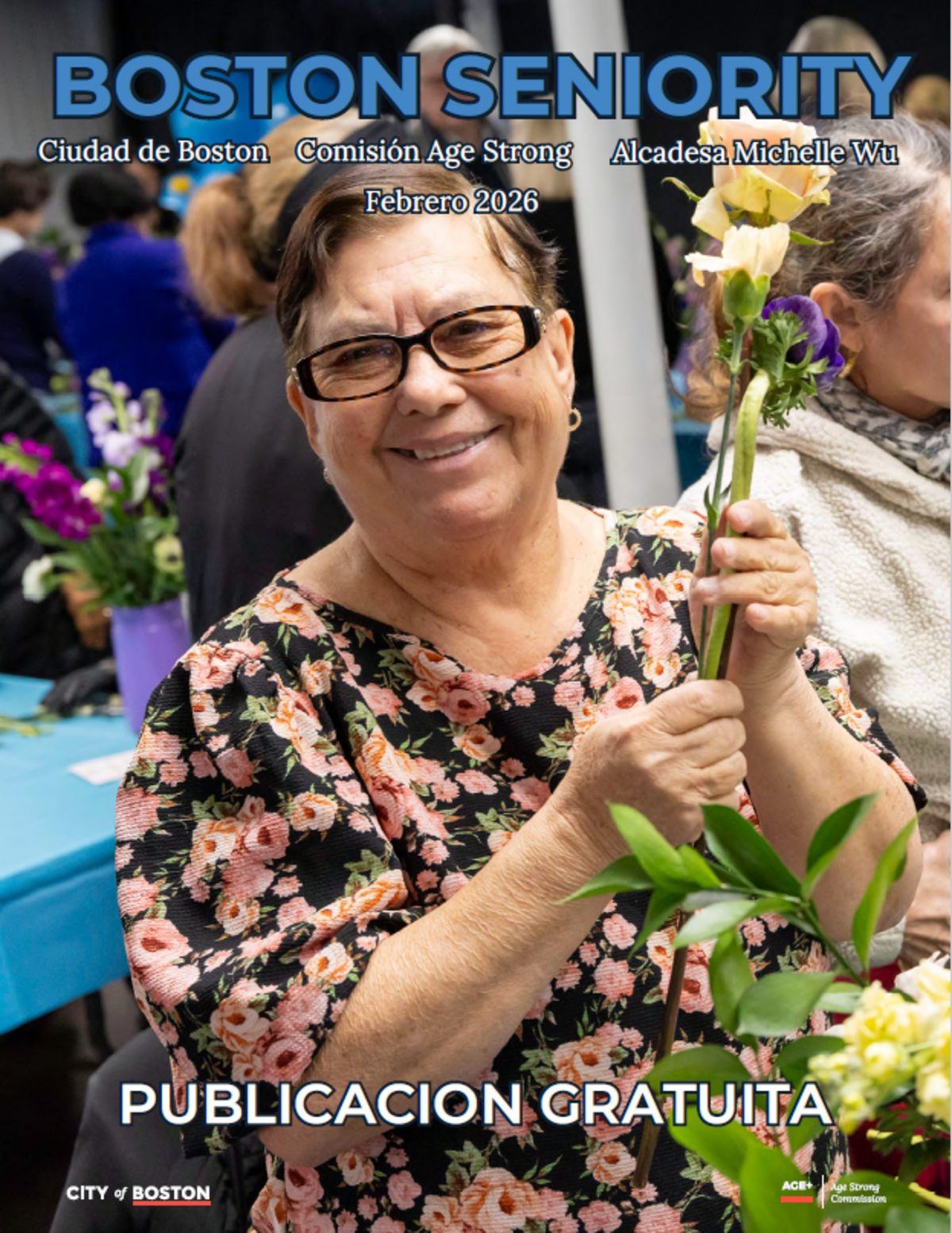Front Page of Age Strong's Febrero 2026 Boston Seniority Magazine - Spanish Issue