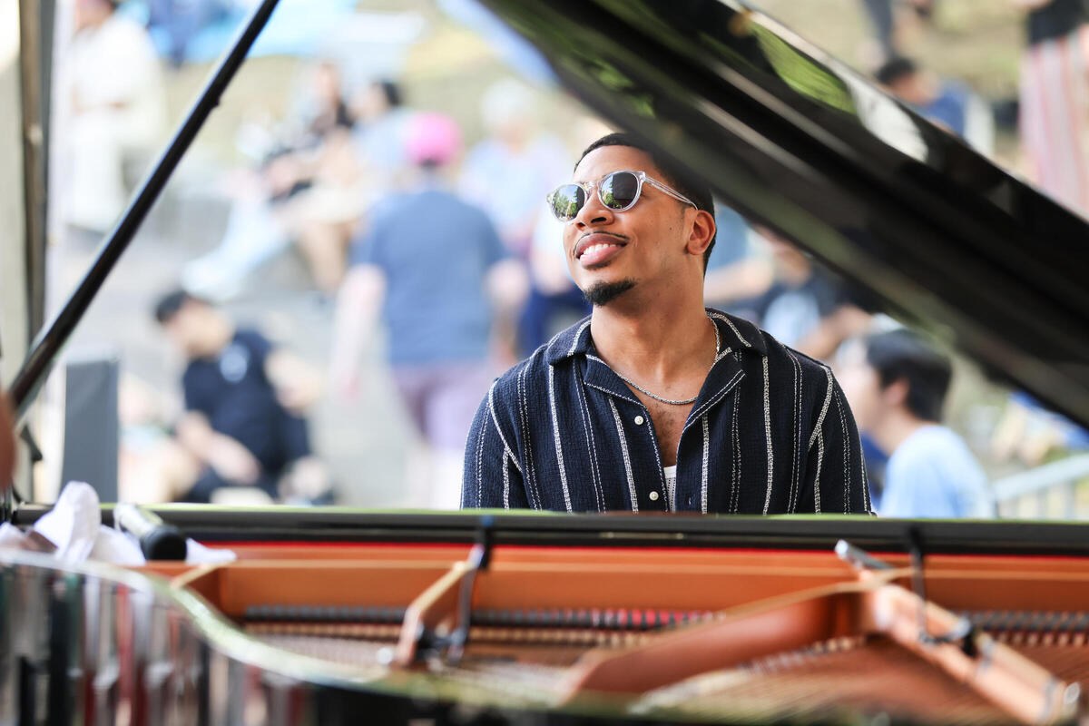 Christian Sands at Boston Jazz Foundation's 2025 Charles River Jazz Festival. Photo by Geo Comeau.