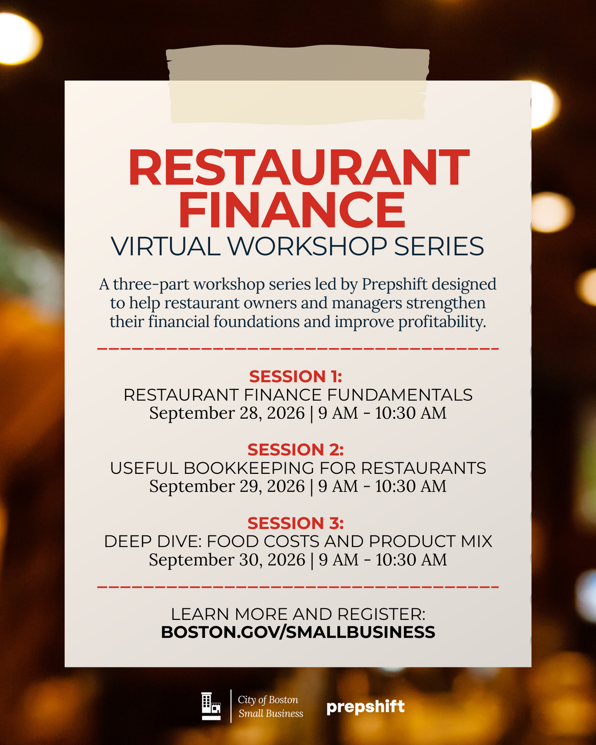 Restaurant Finance Workshops