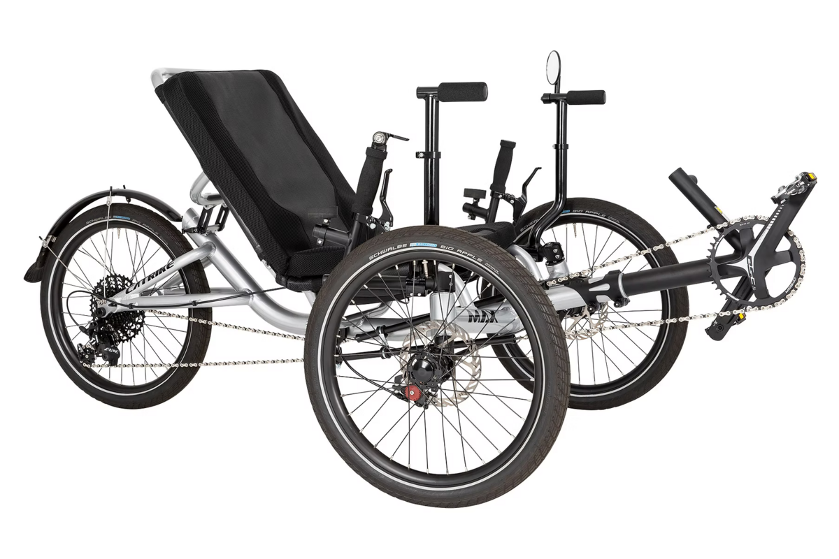 a photo of an adaptive recumbent e-bike CatTrike Max