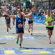 Image for thumbnail of runners crossing the boston marathon finish line