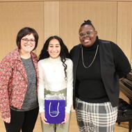 Boston Youth Poet Laureate Alondra Bobadilla with Chief of Arts and Culture Kara Elliott-Ortega and Poet Laureate Porsha Olayiwola