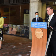 Mayor Walsh with public health officials