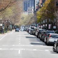 Cars parked along Commonwealth Avenue in Boston