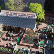 The beer garden at City Hall Plaza