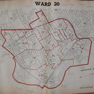 Map showing the boundaries of ward 20 as they were in the year 1921.