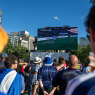 Looking for a place to watch upcoming knockout stage matches? Check out the list of large watch parties below (all free admission).