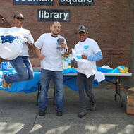 Image for love your block volunteers at the codman square library in 2018 