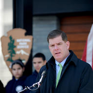 Image for mayor martin walsh joined national parks service director jonathan jarvis and other officials to launch a u s department of the interior effort to increase awareness, support and participation in outdooir programs the effort is a partnership with the ym