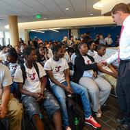 Image for mayor walsh at an event with boston youth