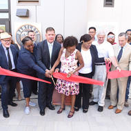 Image for ribbon cutting at bartlett station development