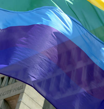 Image for pride week flag raising at city hall