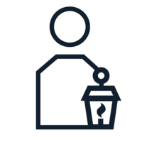 Icon of a person holding a lamp