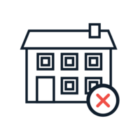 Home icon with a red X in the corner